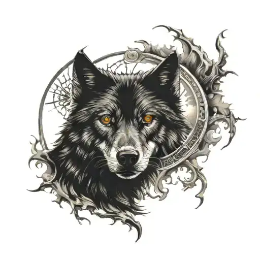 Black Wolf Black Sun Symbol
