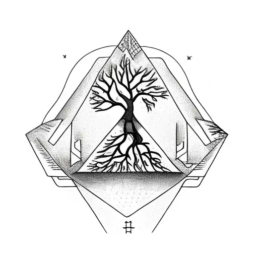 Upside Down Triangle With Tree Emerging
