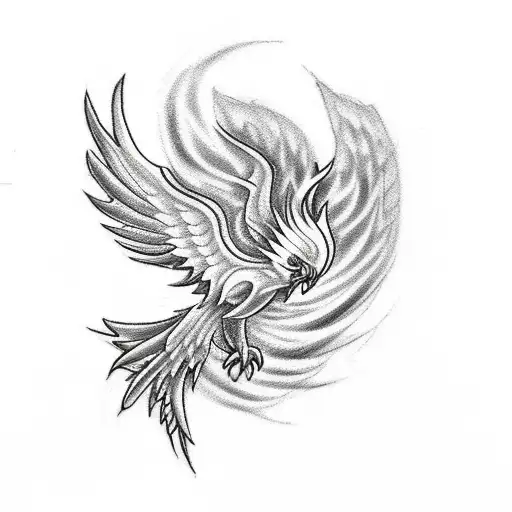 Sketch Me A Tattoo Of A Flying Phoenix With A Musical Note And A Lambda Symbol I