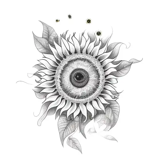 Sun With Sunflowers Vines