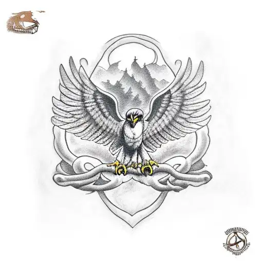 Hawk Hunting A Heart With The Paws In The Nature Tattoo