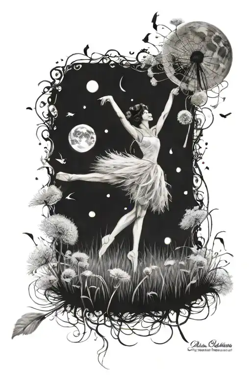 Dandelion As The Moon And As A Ballet Dancers Skirt