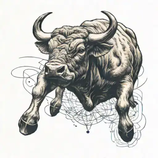 Simple Lined Bull That Has Antique Path Under Him