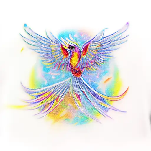 Colorful Fenix Bird Getting Out From My Back