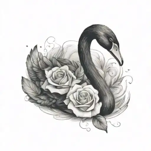 Black Swan With Holding A Rose Wrapped