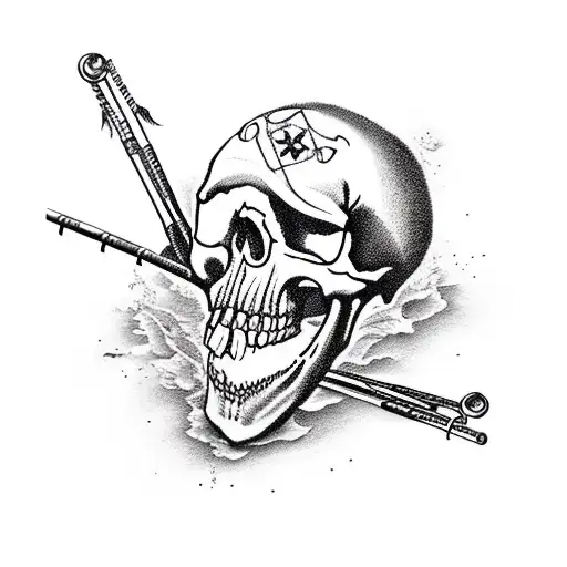 Jolly Roger Skull And Crossbones With Crossed Carp Fishing Rods