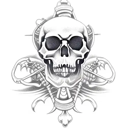 Jolly Roger Skull With Crossed Carp Fishing Rods