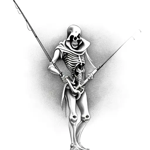 Grim Reaper With Fishing Rod