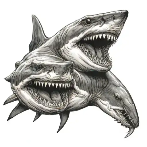 Shark Biting Other Sharks Head Off