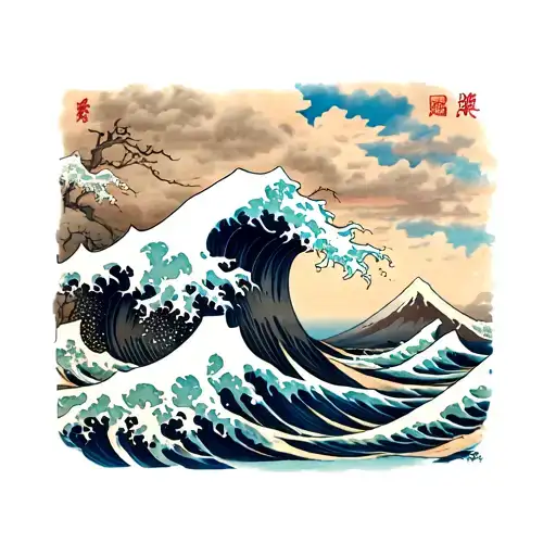 Kanagawa Wave Mount Fuji Background