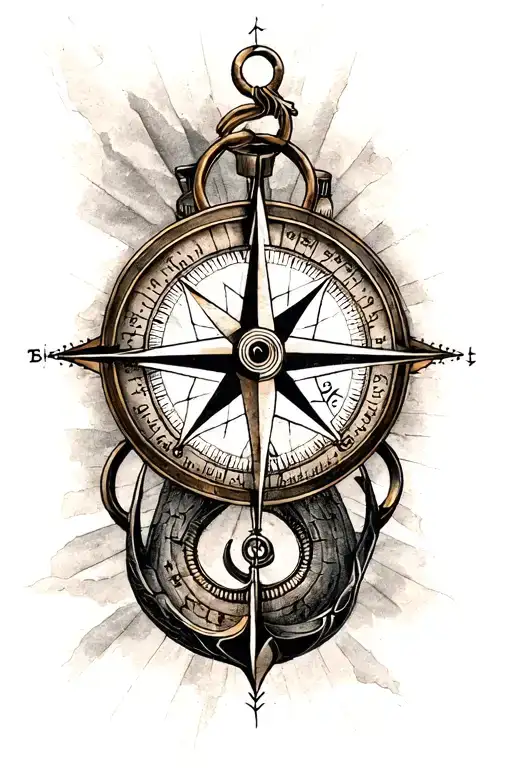 Nautical Compass Forearm Tattoo Design