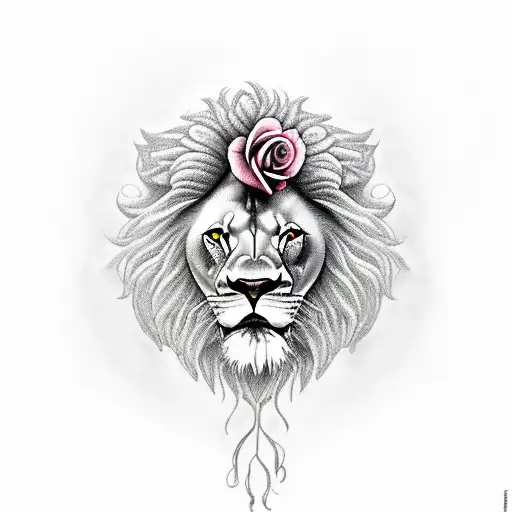 Lion With Roses And Swords