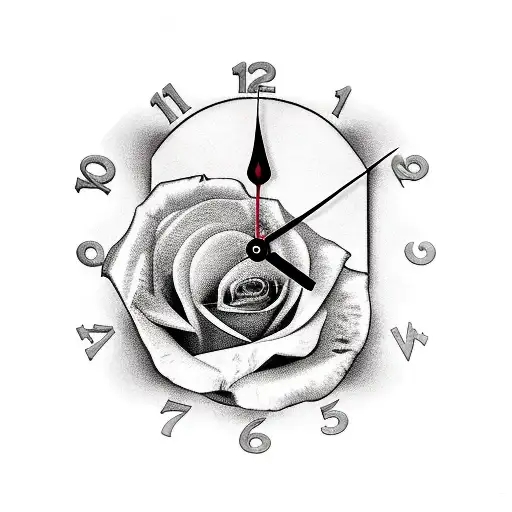 Lingering Rose With A Broken Clock Beneath It