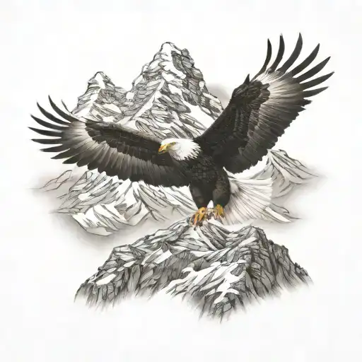 Eagle Flying Through Mountains Panorama