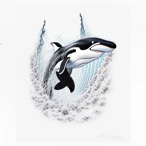 Killer Whale Emerging From The Water During A Storm In A Gloomy Style On The For