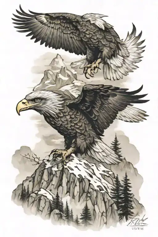 Eagles Flying Mountain Landscape