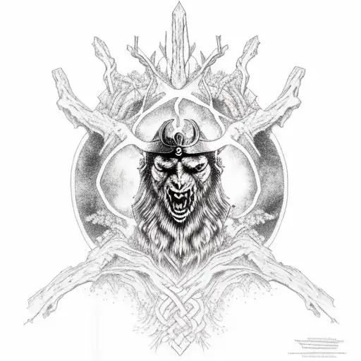 Odin In Front Of Yggdrasil With Dead Trees And Ravens