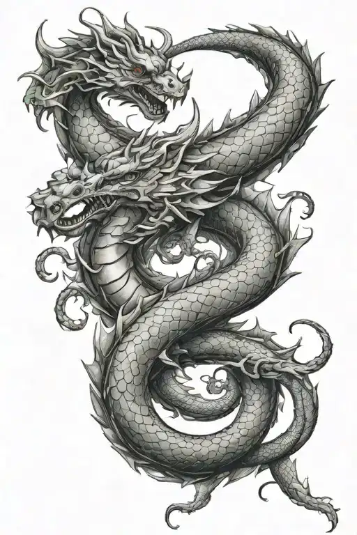 Dragon Curling Around Arm Sleeve Starting From Chest