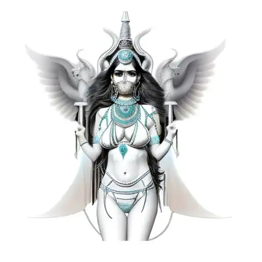 Ishtar Goddess Sexy Fit Bikini Stockings Clear Simmetric Face With Black Medial Mask