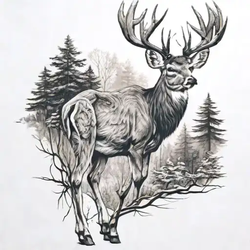 Realistic Deer In A Forest