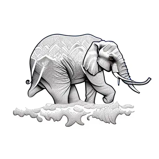 Mountain With Ocean And Elephant