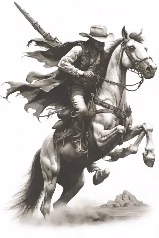 Skelton Cowboy Riding A Skeleton Horse