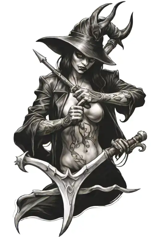 Female Devil Holding A Scythe