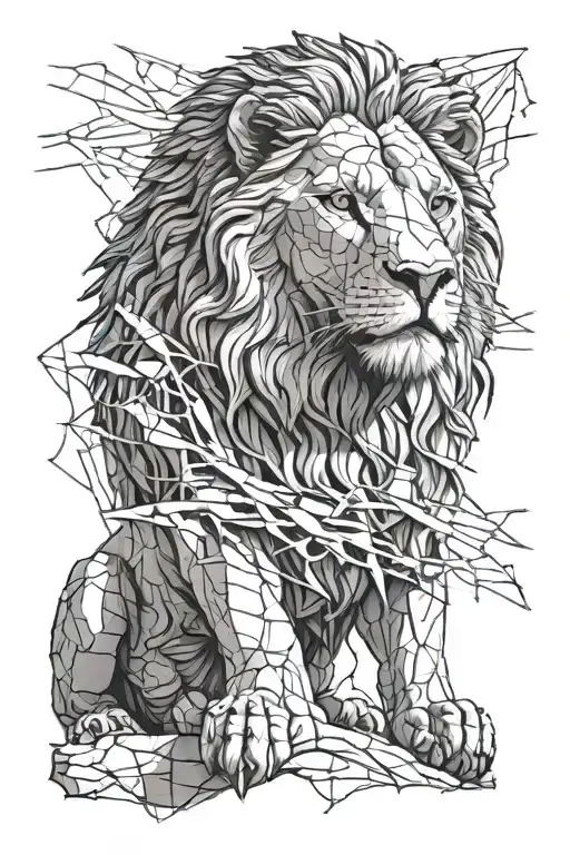 Lion Statue With Cracks