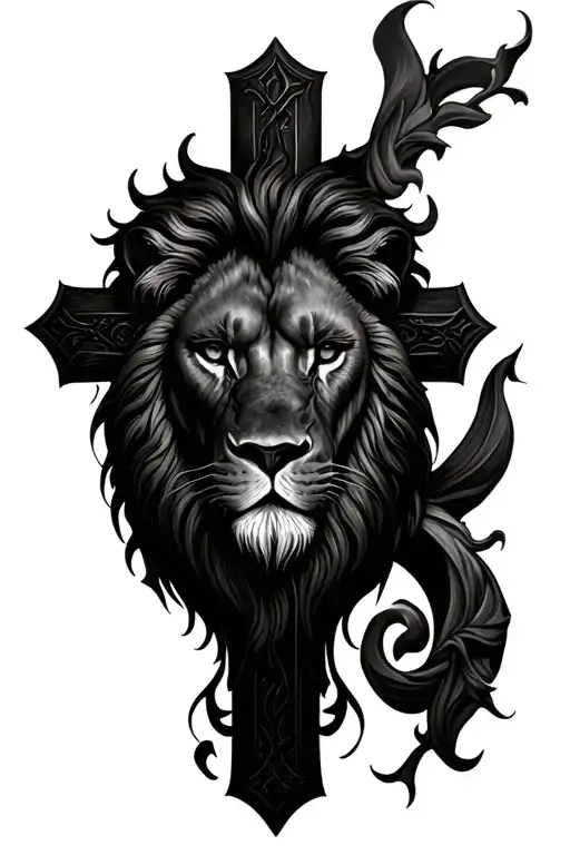 Cross With Lion Head