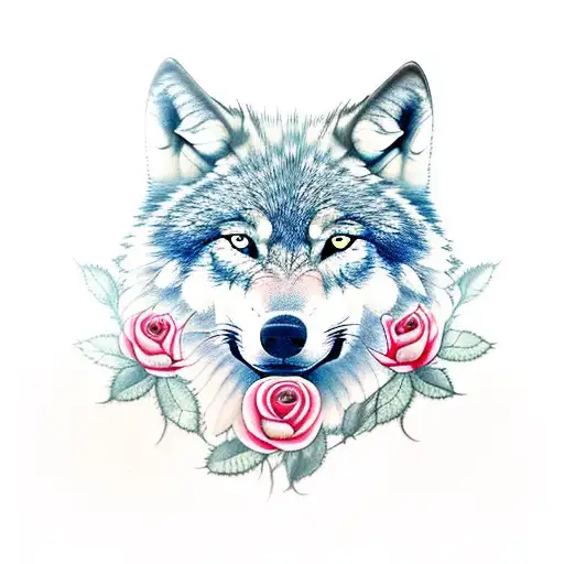 Wolf With Roses