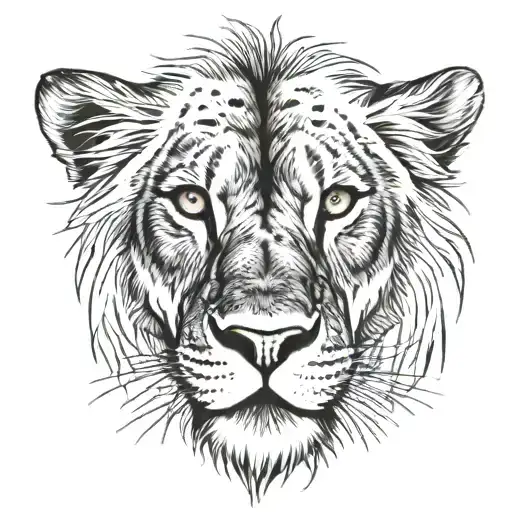 Lion Head With A Scarred Eye