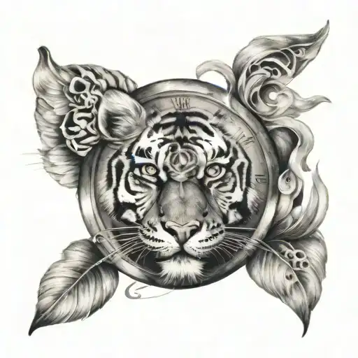 Clock And Tiger Face