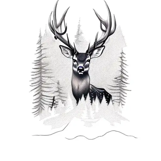 Campfire With Deer Coming Out If It