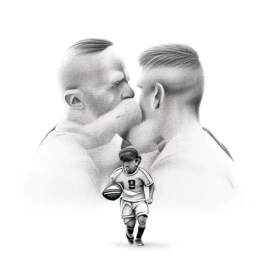 Father With Son Playing Football