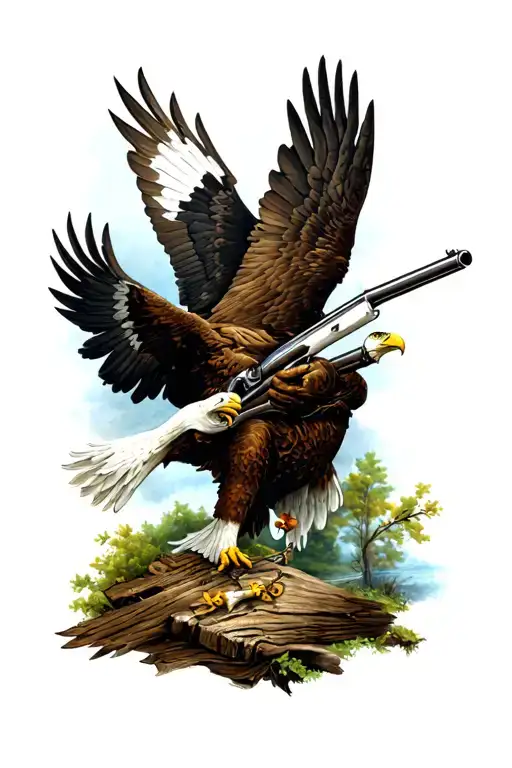 Classic American Eagle Holding Musket New Hampshire