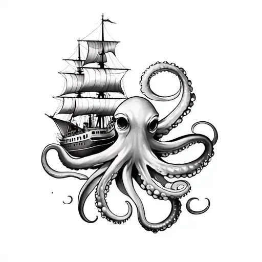 Octopus And Ship