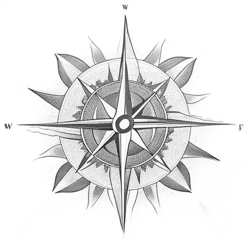 Compass As A Sun Marks North Star