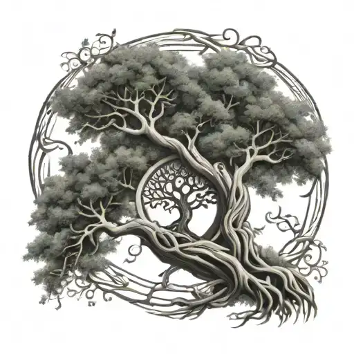 Tree Of Life Intertwined Representing Mothers Passing