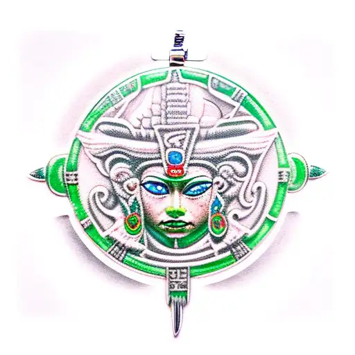 Mayan Priestess Green Eyes Jade Pendant
