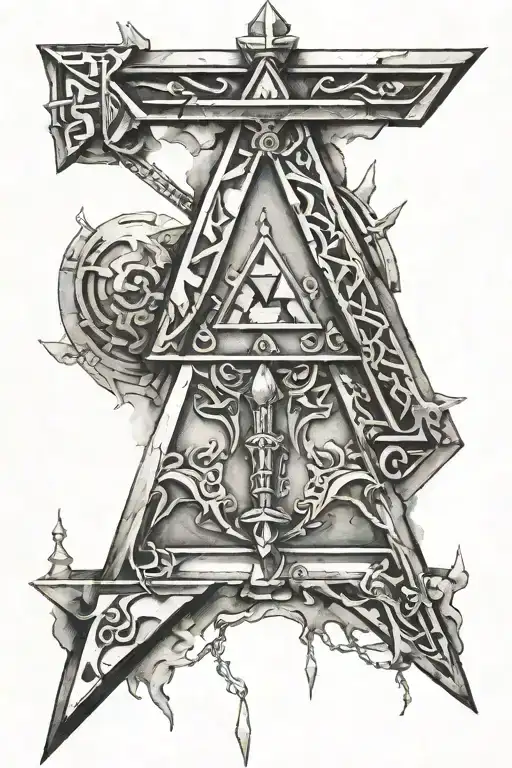 Zelda Triforce With Master Sword Going Through