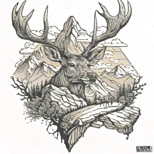 Mountains With Deer And Guarantee