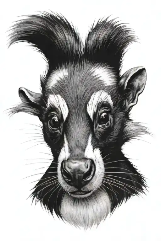 Skunk Face In Black And White
