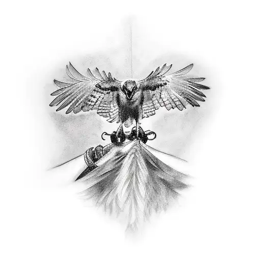 Hawk On Whole Right Arm From Fingers To Shoulder