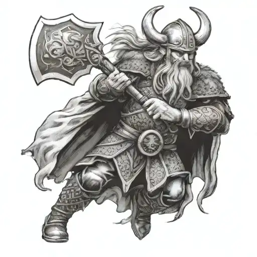 Viking Warrior Wielding Axe
