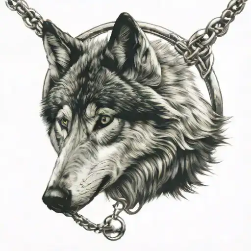Were Wolf With A Pendant Hanging