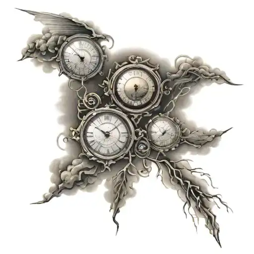 Storm Clouds And Lighting And Roman Numerals