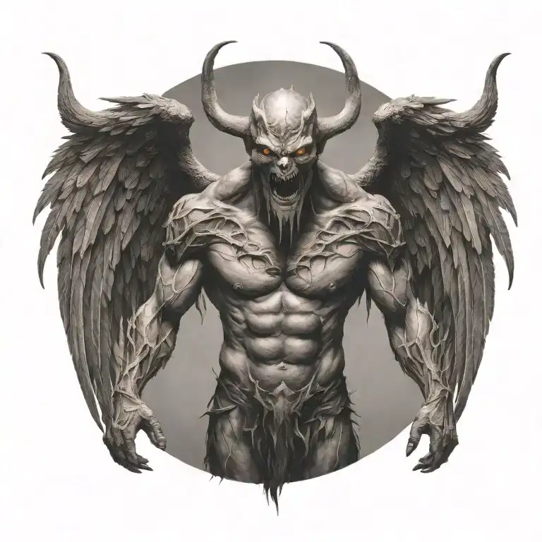 Demon With Big Demon Wings Spread Out