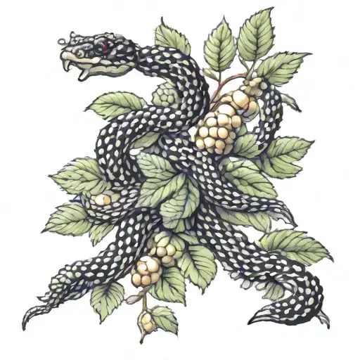 Black Berry Bush With Snake Intertwined