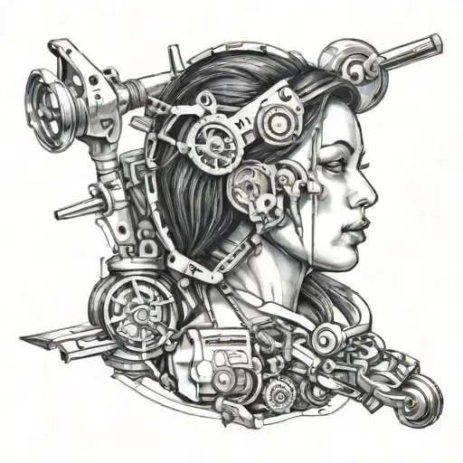 Women Made Of Tools And Car Parts
