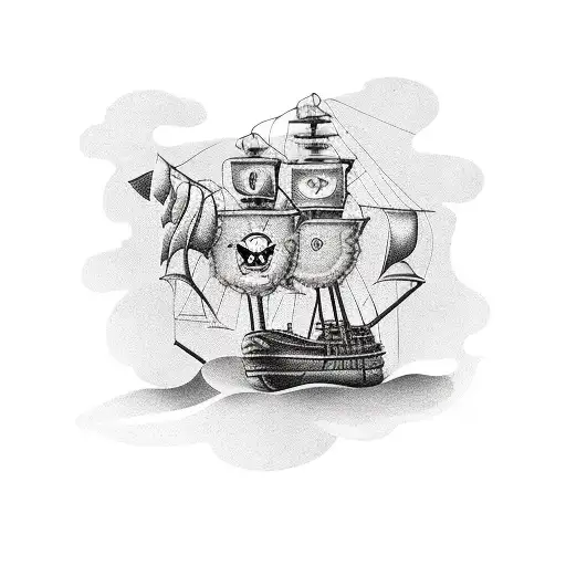 Vintage Camera With Pirate Ship